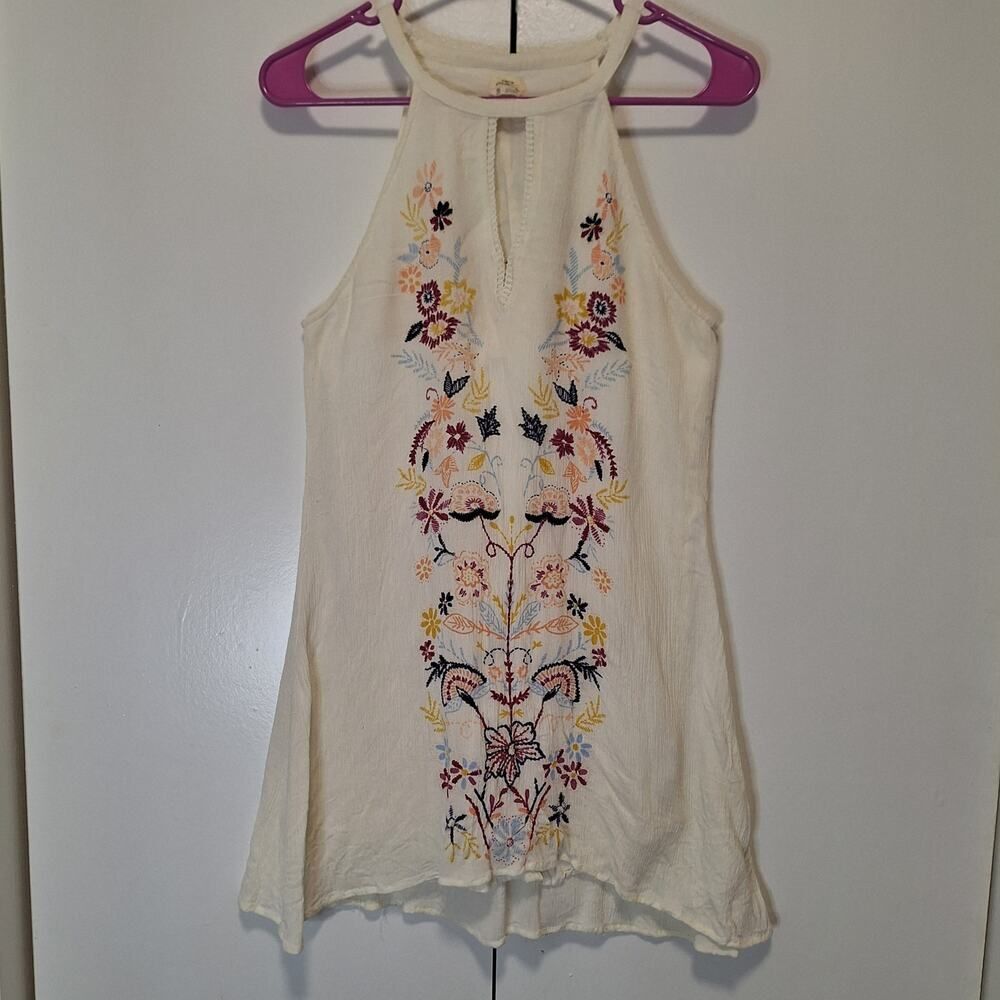O'neill Boho Embroidered Floral Gauze Sleeveless Dress Size Small